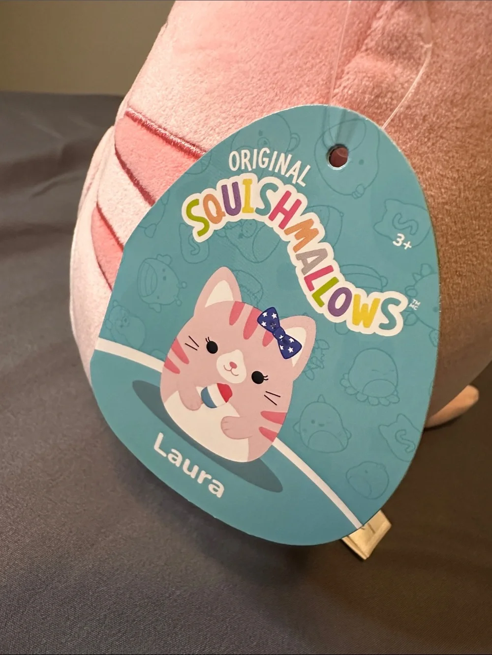 SQUISHMALLOWS - LAURA RAINBOW POP Pink Cat Plush with Blue Star Bow